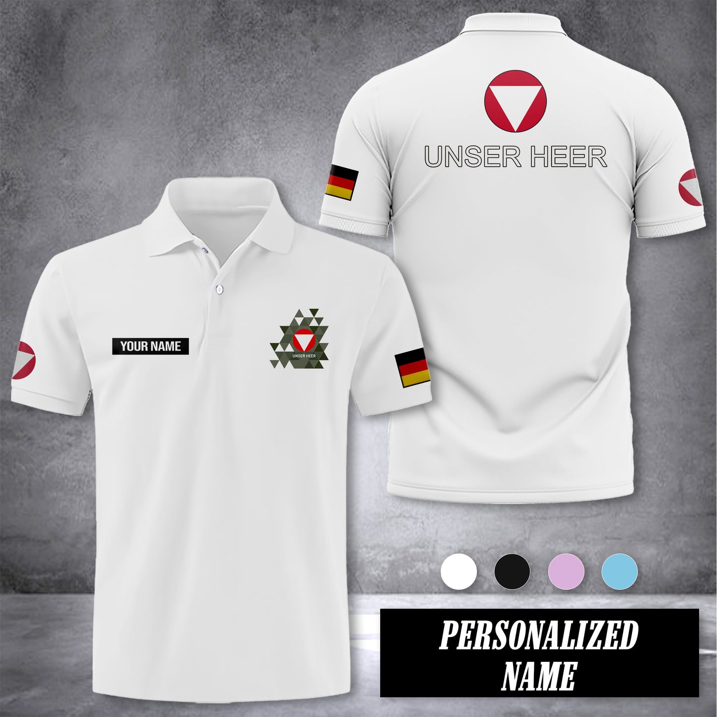 Unser Heer Austria customize polo back