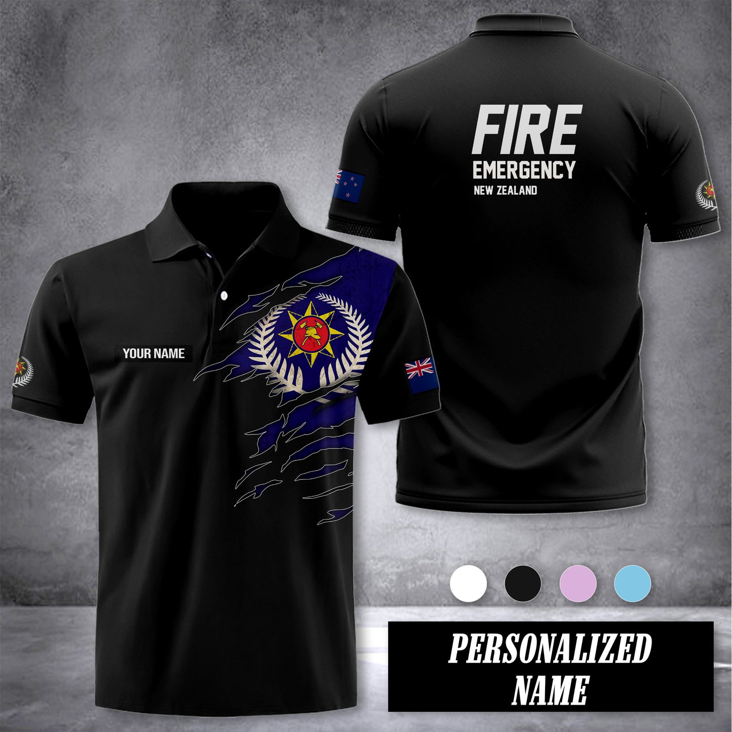 Fire and Emergency customize polo back