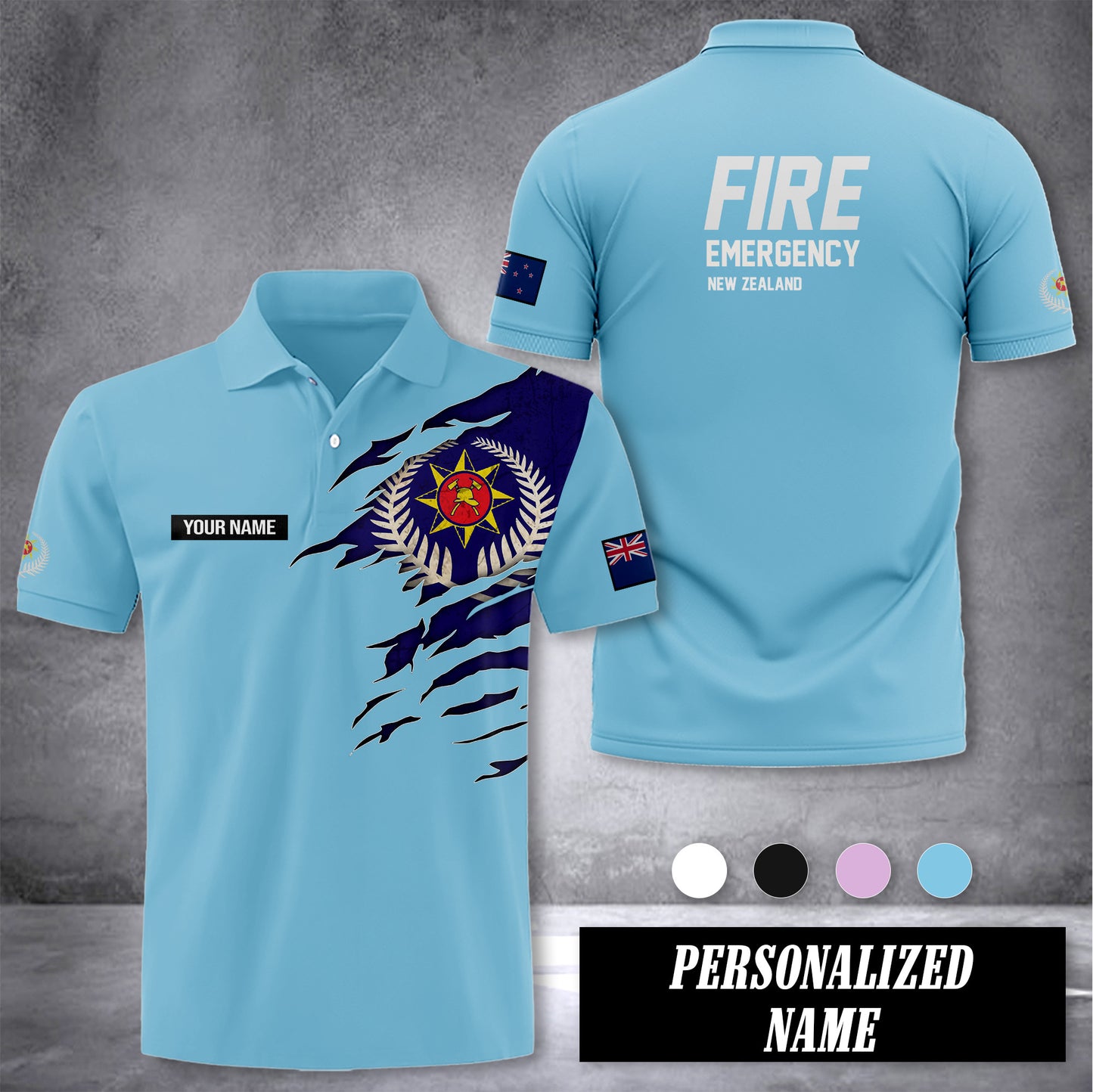 Fire and Emergency customize polo back