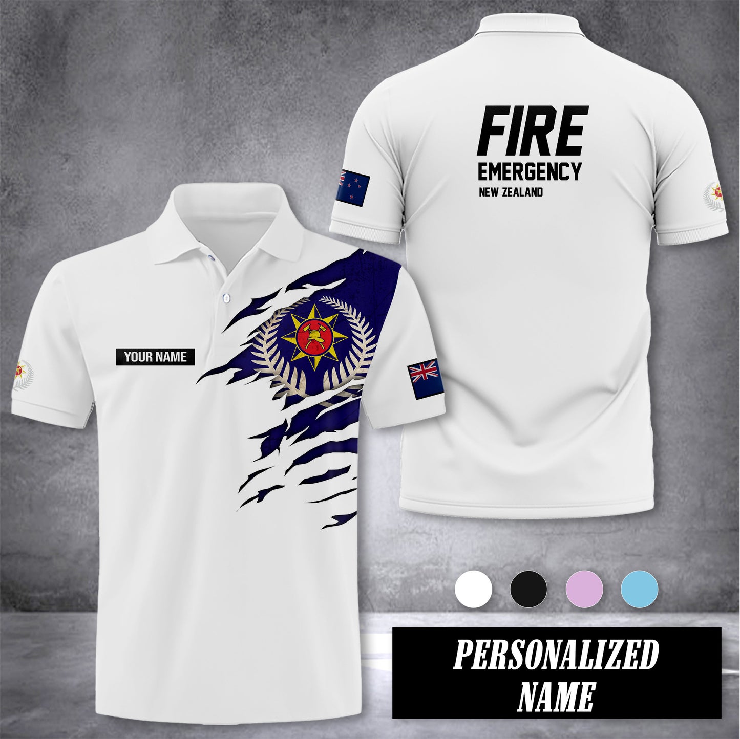 Fire and Emergency customize polo back
