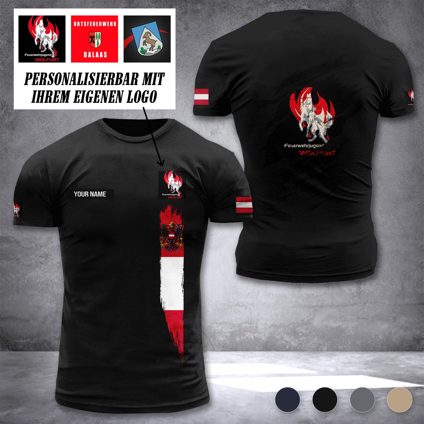 Firefighter Austria customize logo T-shirt 196