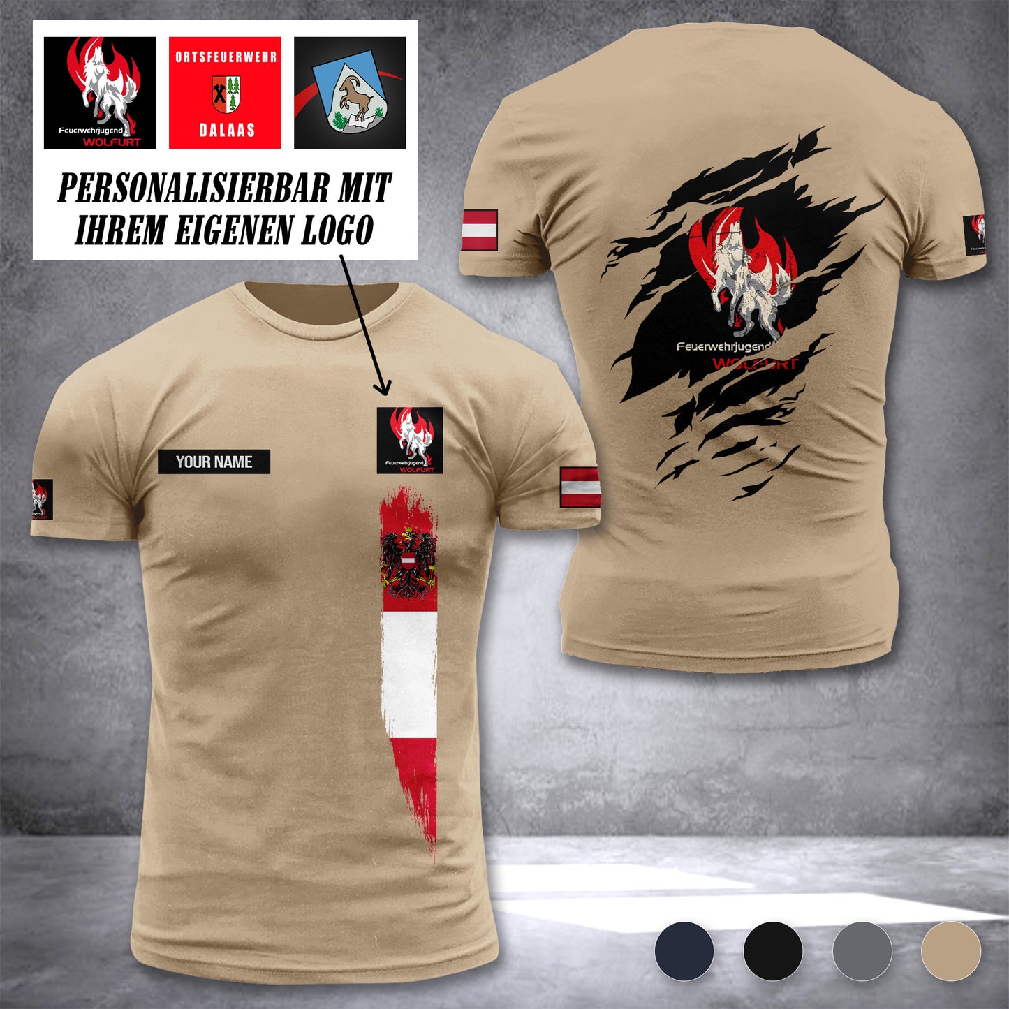 Firefighter Austria customize logo T-shirt 196
