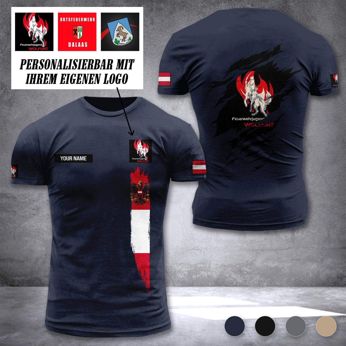 Firefighter Austria customize logo T-shirt 196
