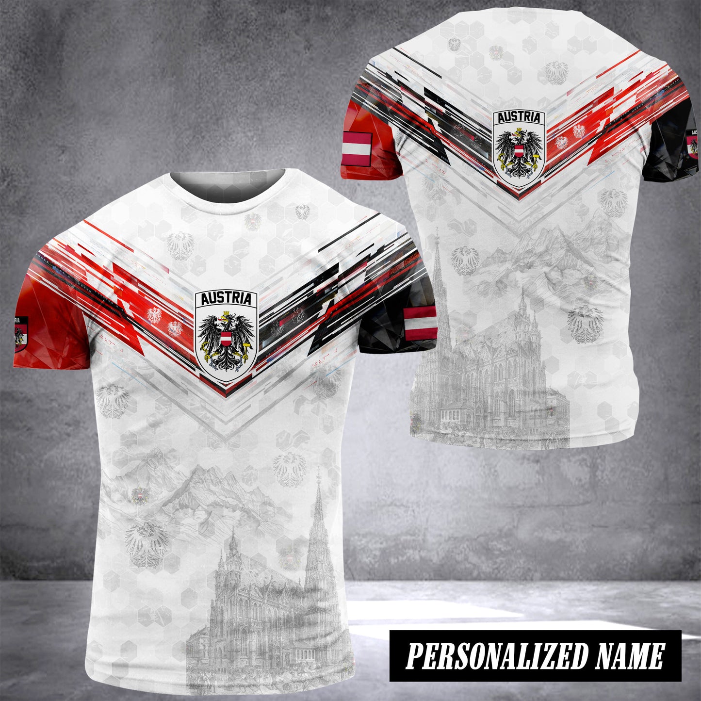 Austria customize T-shirt has raglan sleeves NWE