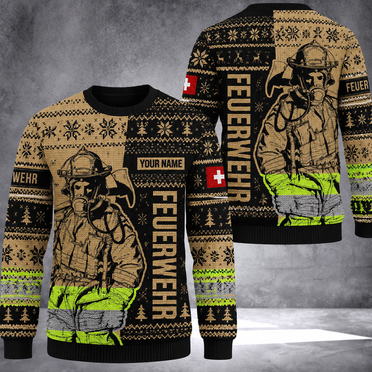 Firefighter Switzerland Ugly Sweater Customize  3d printed color