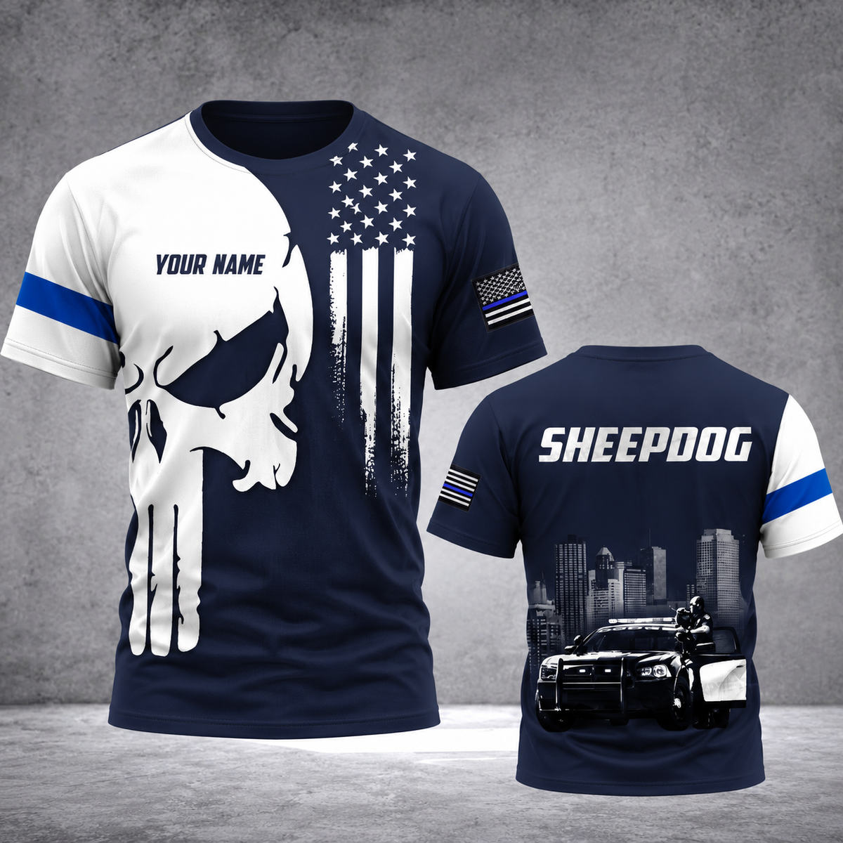 Blue line customize 3d T-shirt 010 sheepdog