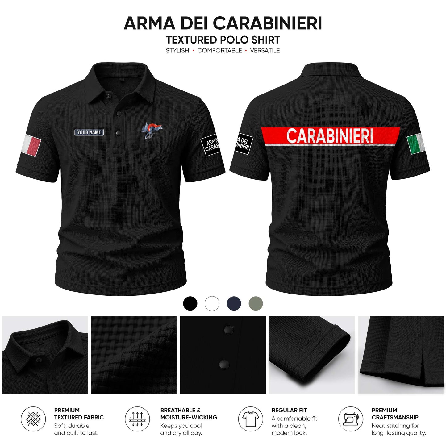 Carabinieri customize Casual Short Sleeved Bone Flower Solid Color
