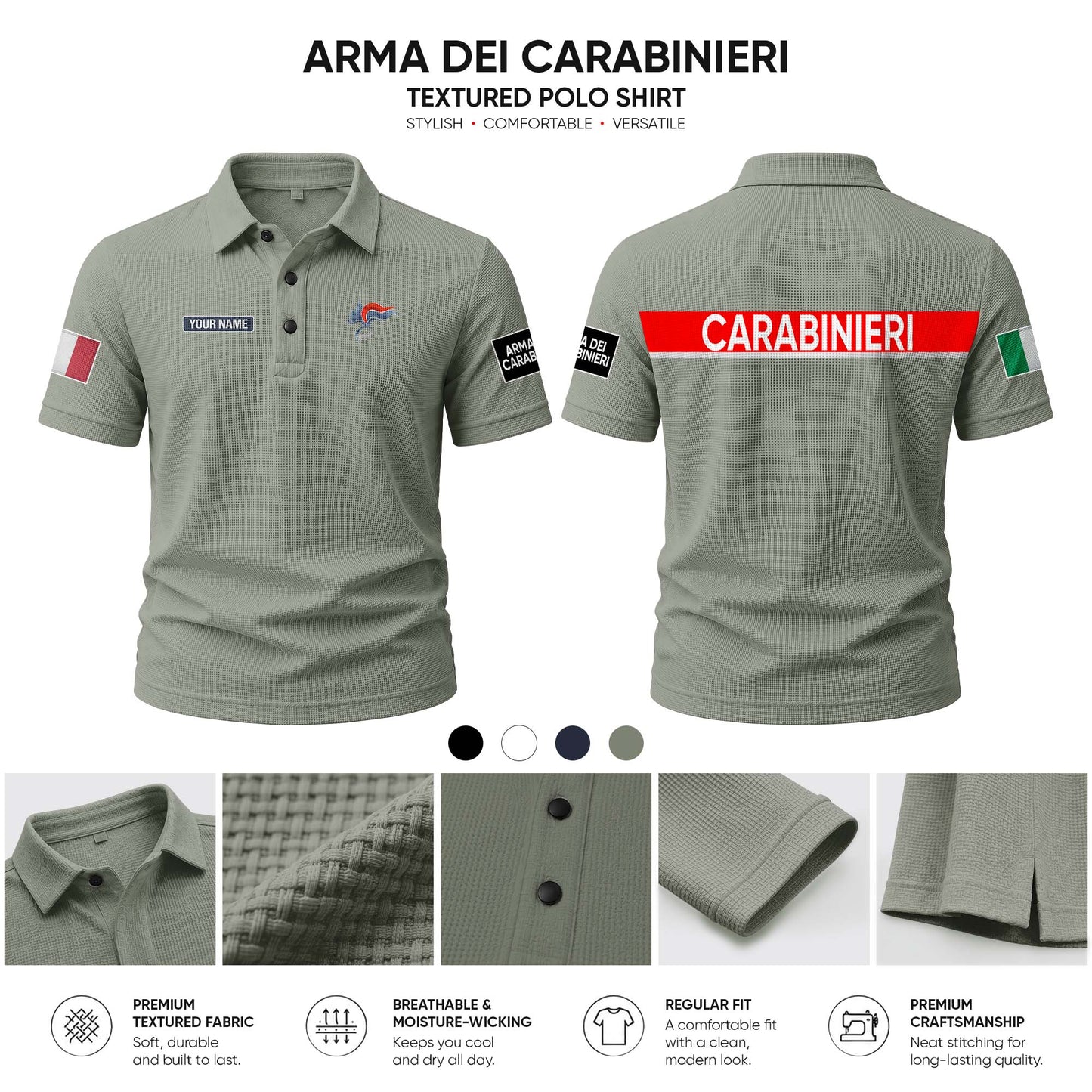 Carabinieri customize Casual Short Sleeved Bone Flower Solid Color