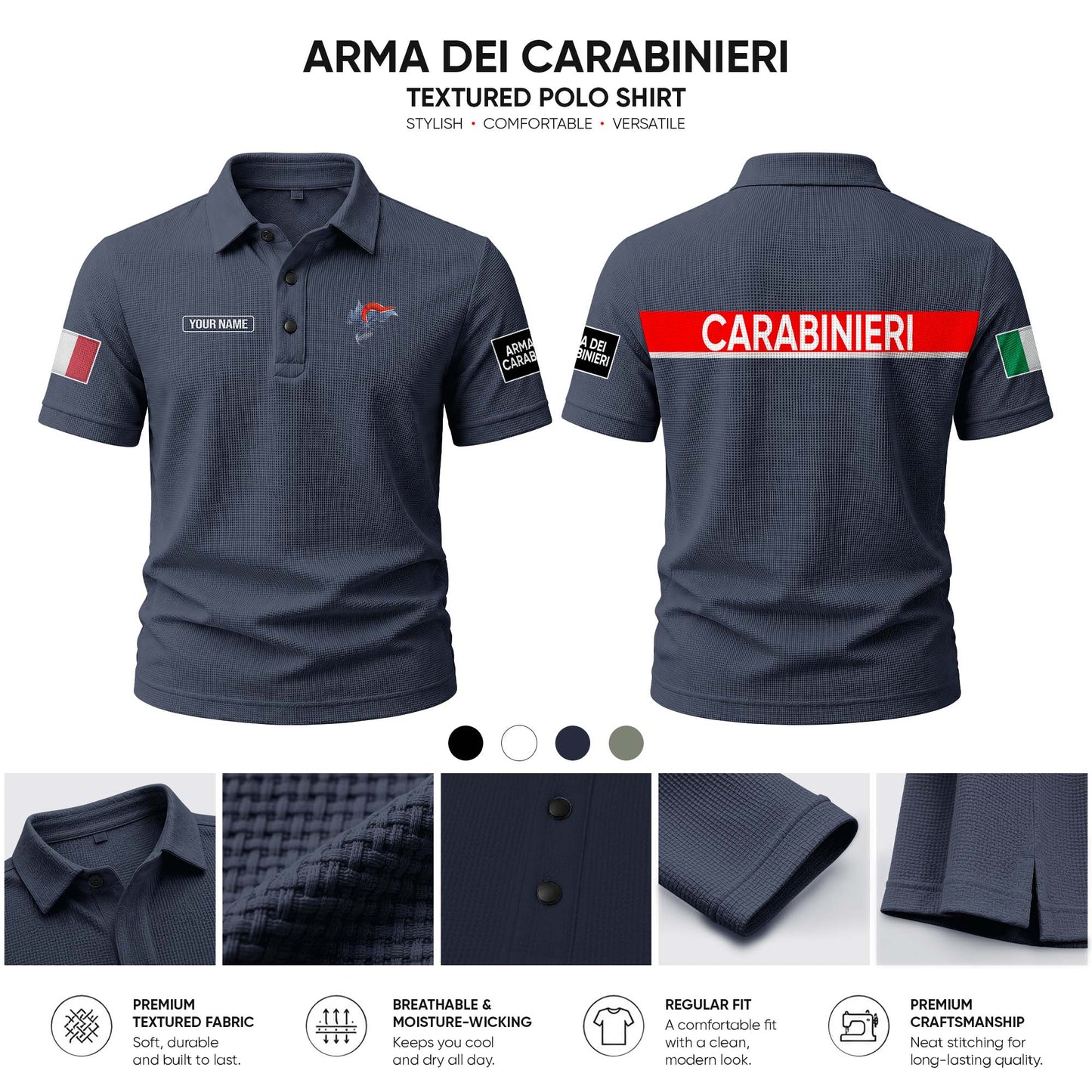 Carabinieri customize Casual Short Sleeved Bone Flower Solid Color