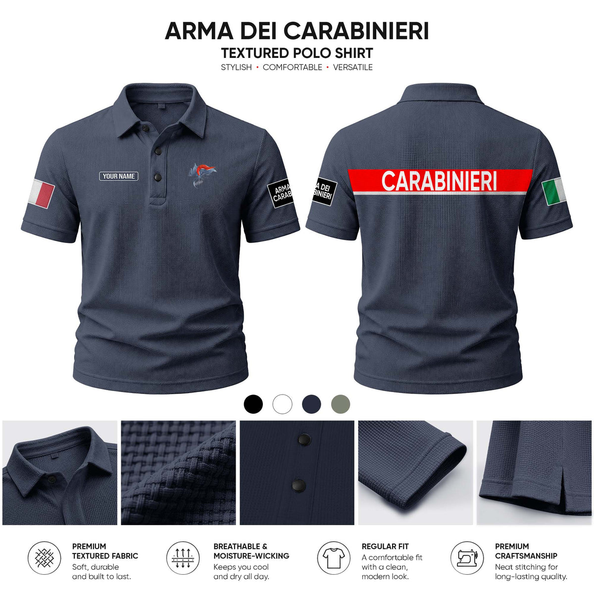 Carabinieri customize Casual Short Sleeved Bone Flower Solid Color