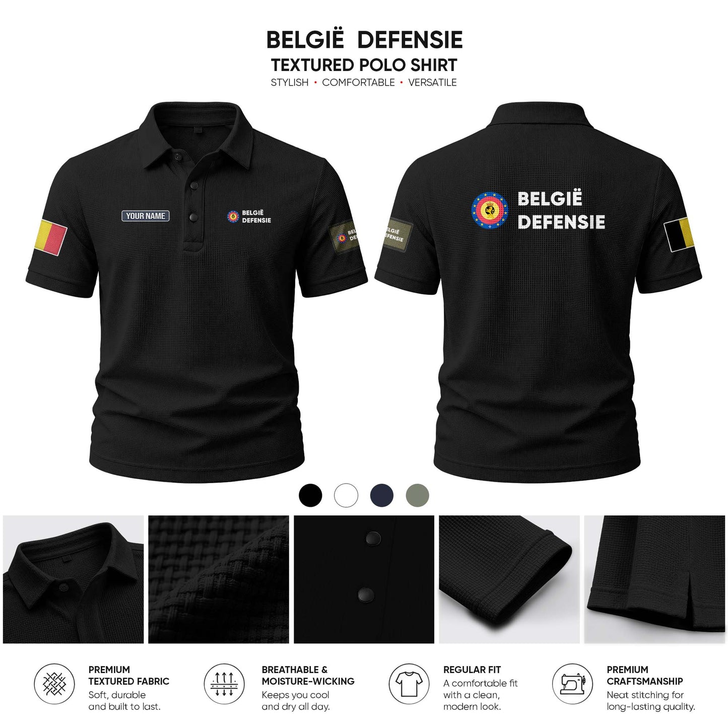 Belgian Army customize Casual Short Sleeved Bone Flower Solid Color