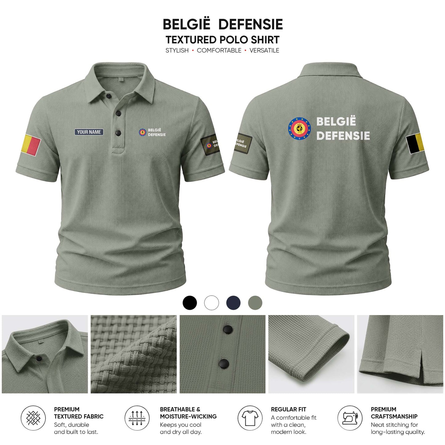 Belgian Army customize Casual Short Sleeved Bone Flower Solid Color
