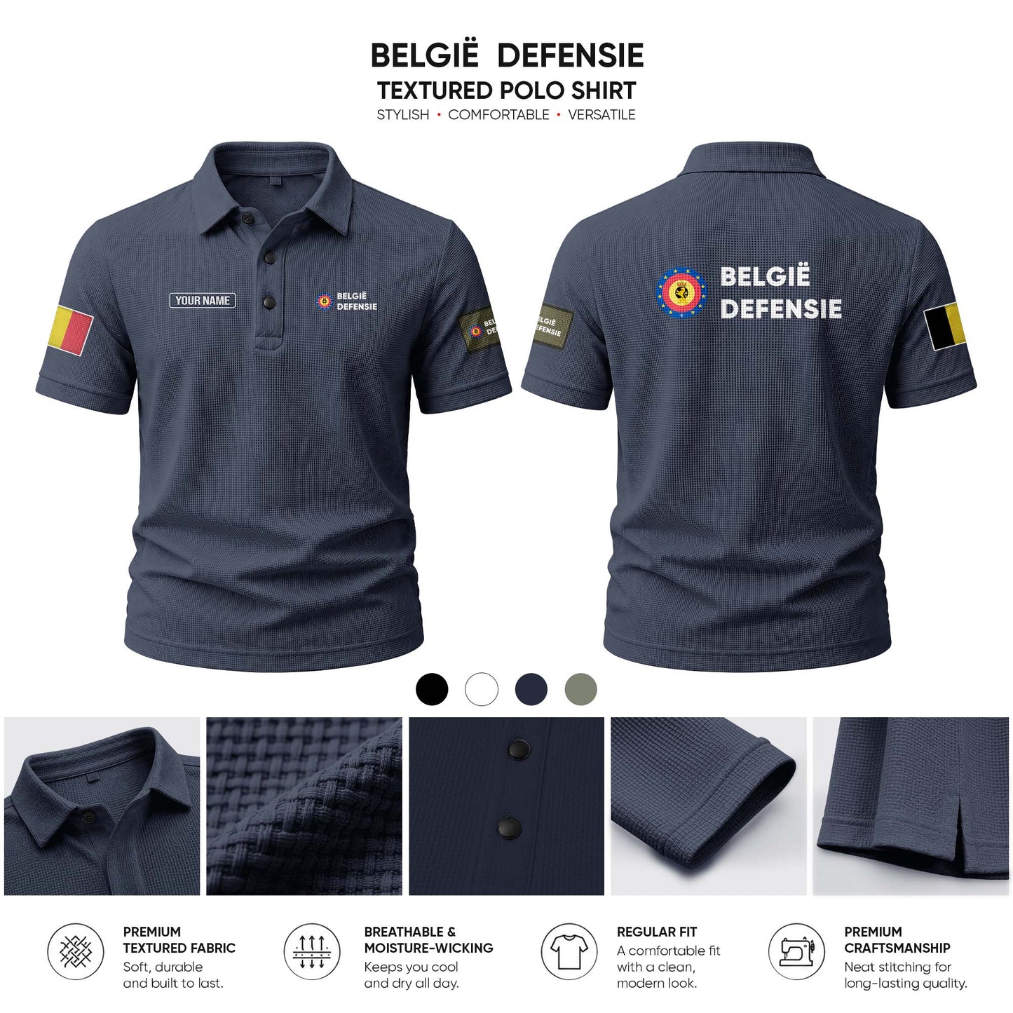 Belgian Army customize Casual Short Sleeved Bone Flower Solid Color