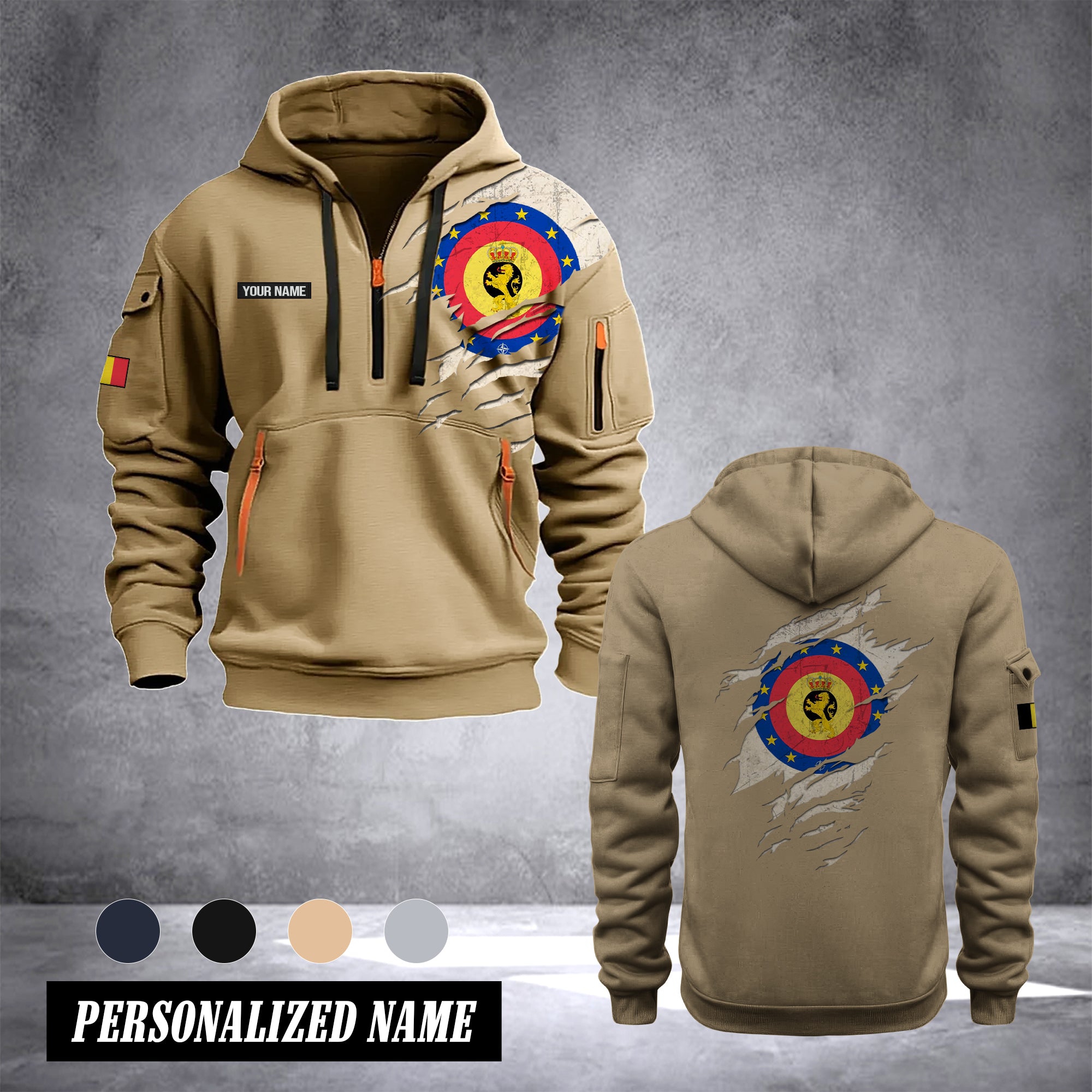 Soldier Belgium customize Hoodie Half Zipper NLG