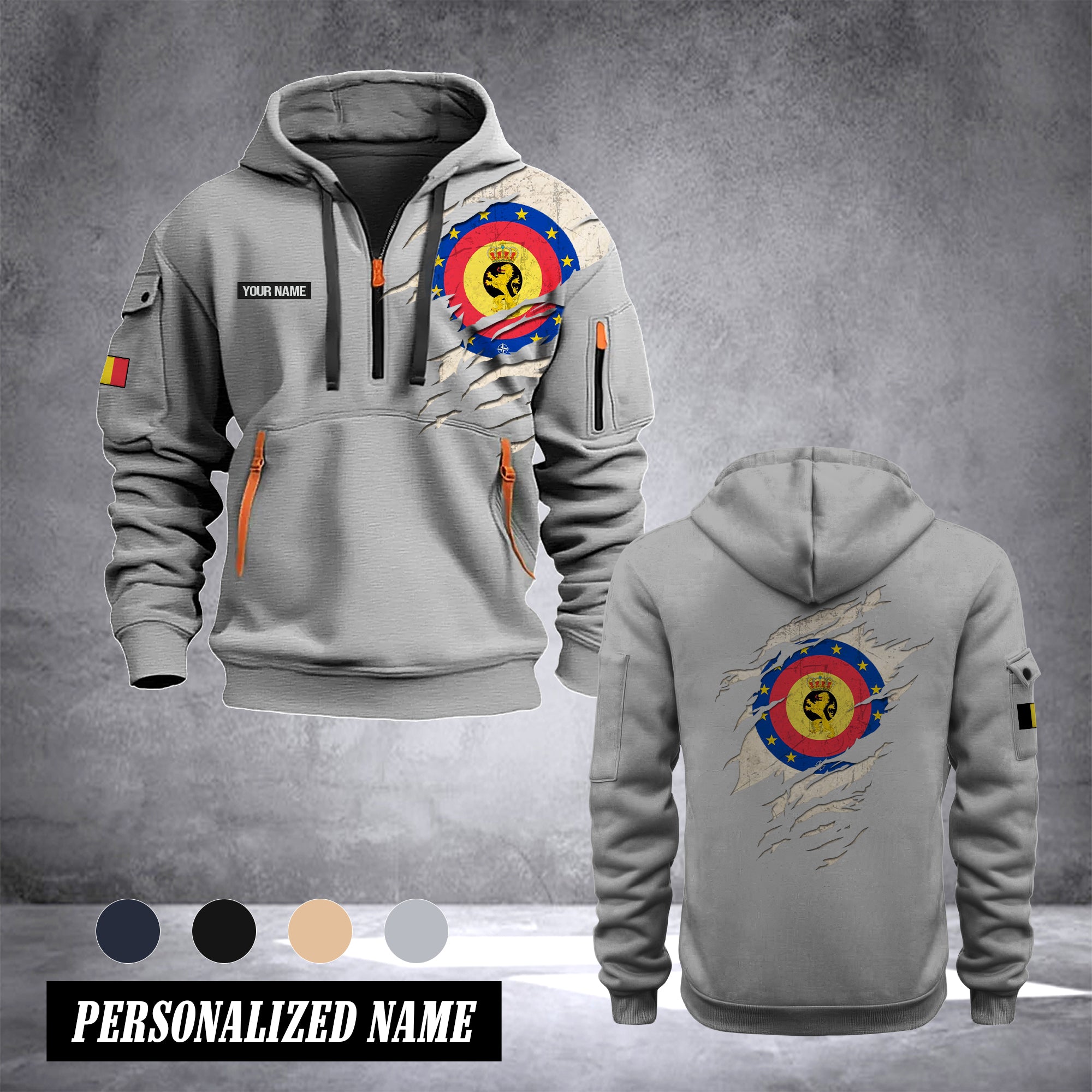 Soldier Belgium customize Hoodie Half Zipper NLG