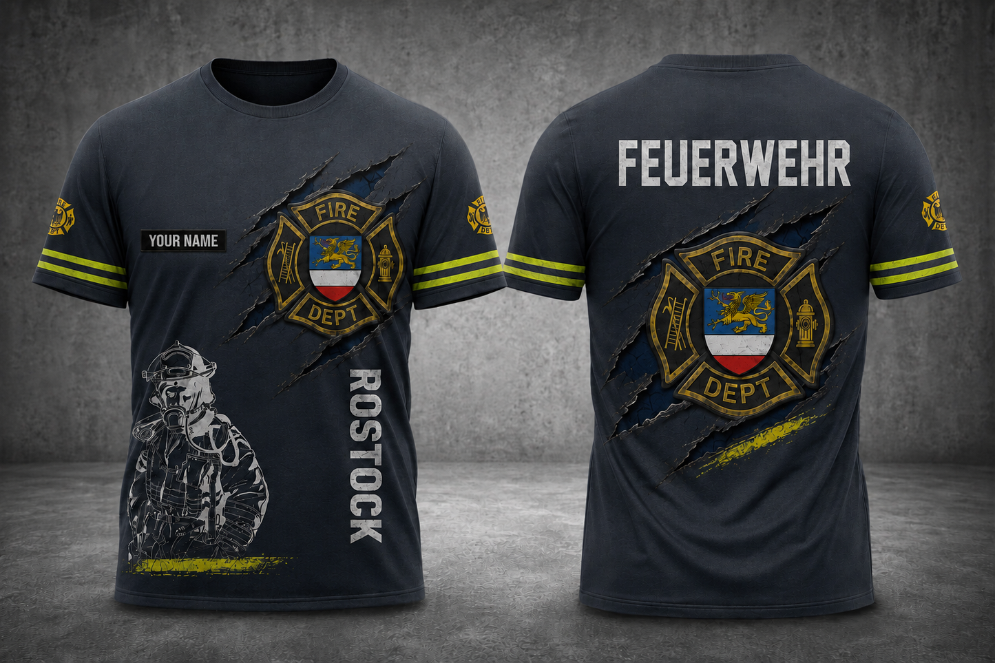 Rostock Firefighter Germany customize T-shirt  Gr
