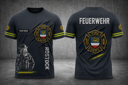 Rostock Firefighter Germany customize T-shirt  Gr