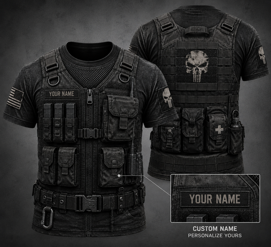 USA tatical vest customize T-shirt pun