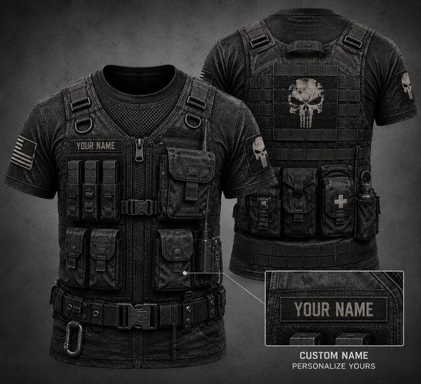 USA tatical vest customize T-shirt pun