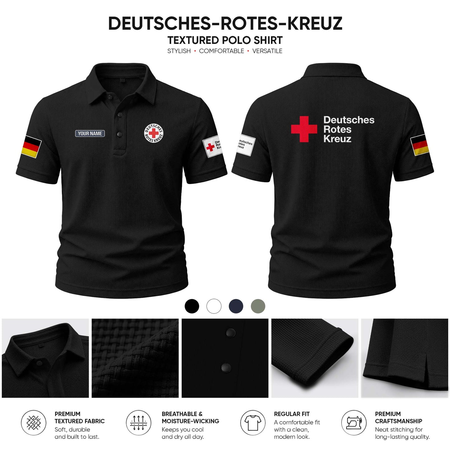 Deutsches Rotes Kreuz customize Casual Short Sleeved Bone Flower Solid Color