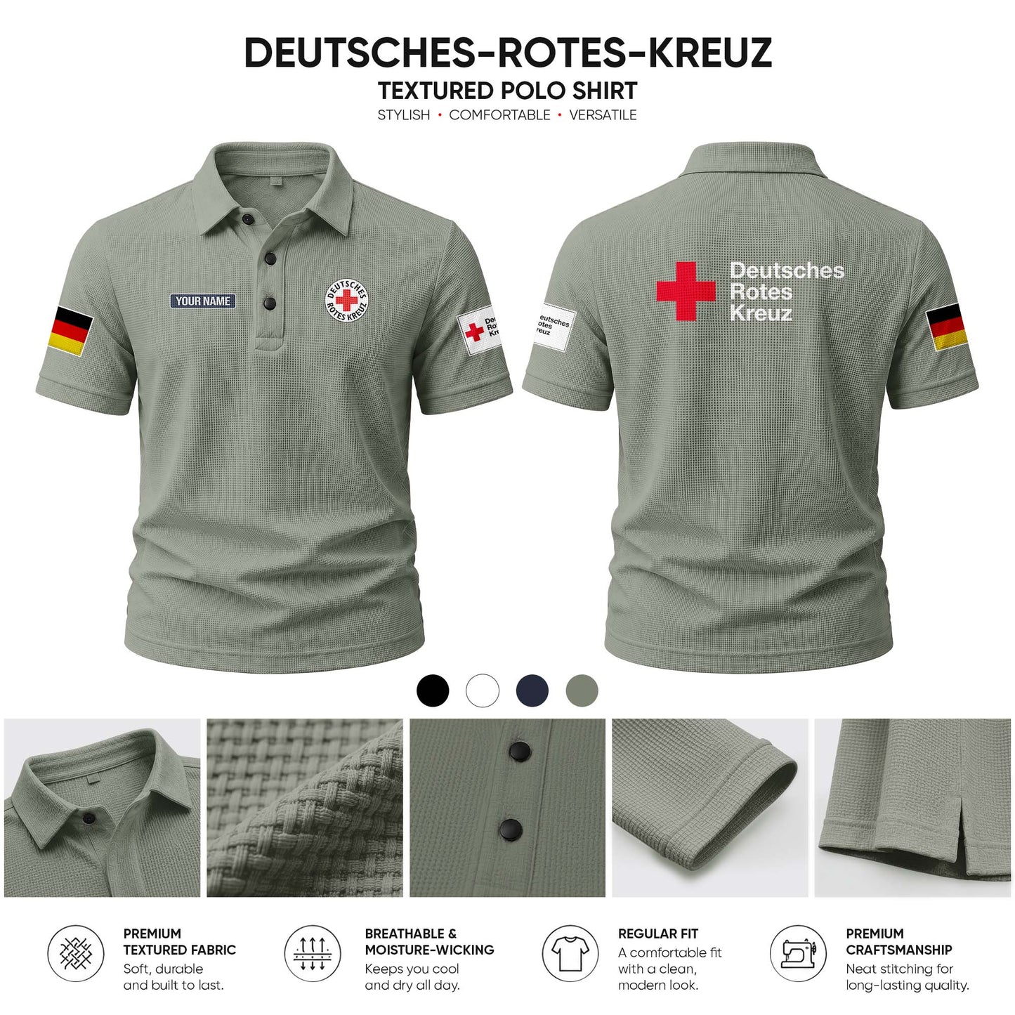 Deutsches Rotes Kreuz customize Casual Short Sleeved Bone Flower Solid Color
