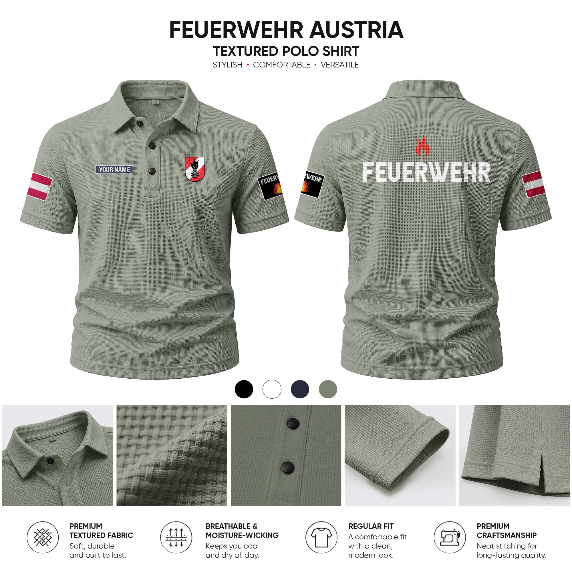 Firefighter Austria customize Casual Short Sleeved Bone Flower Solid Color