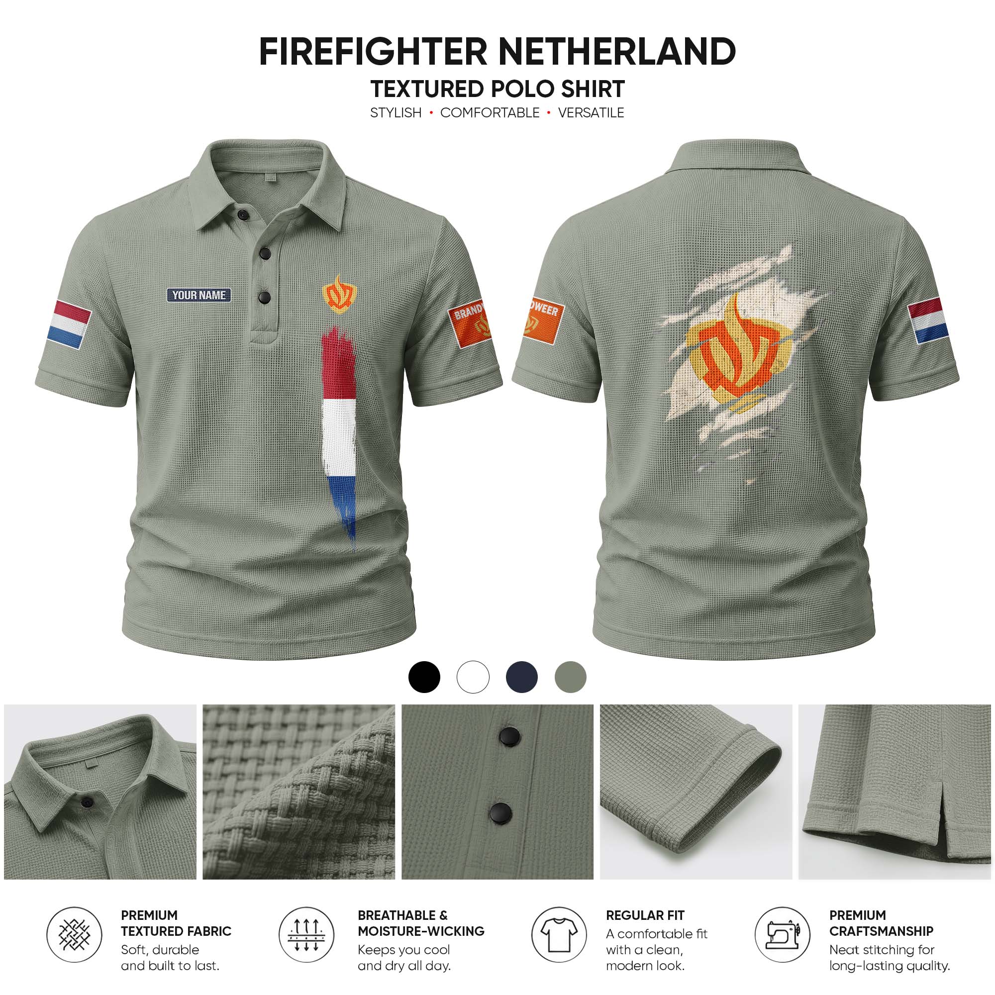 Brandweer  customize Casual Short Sleeved Bone Flower Solid Color 278