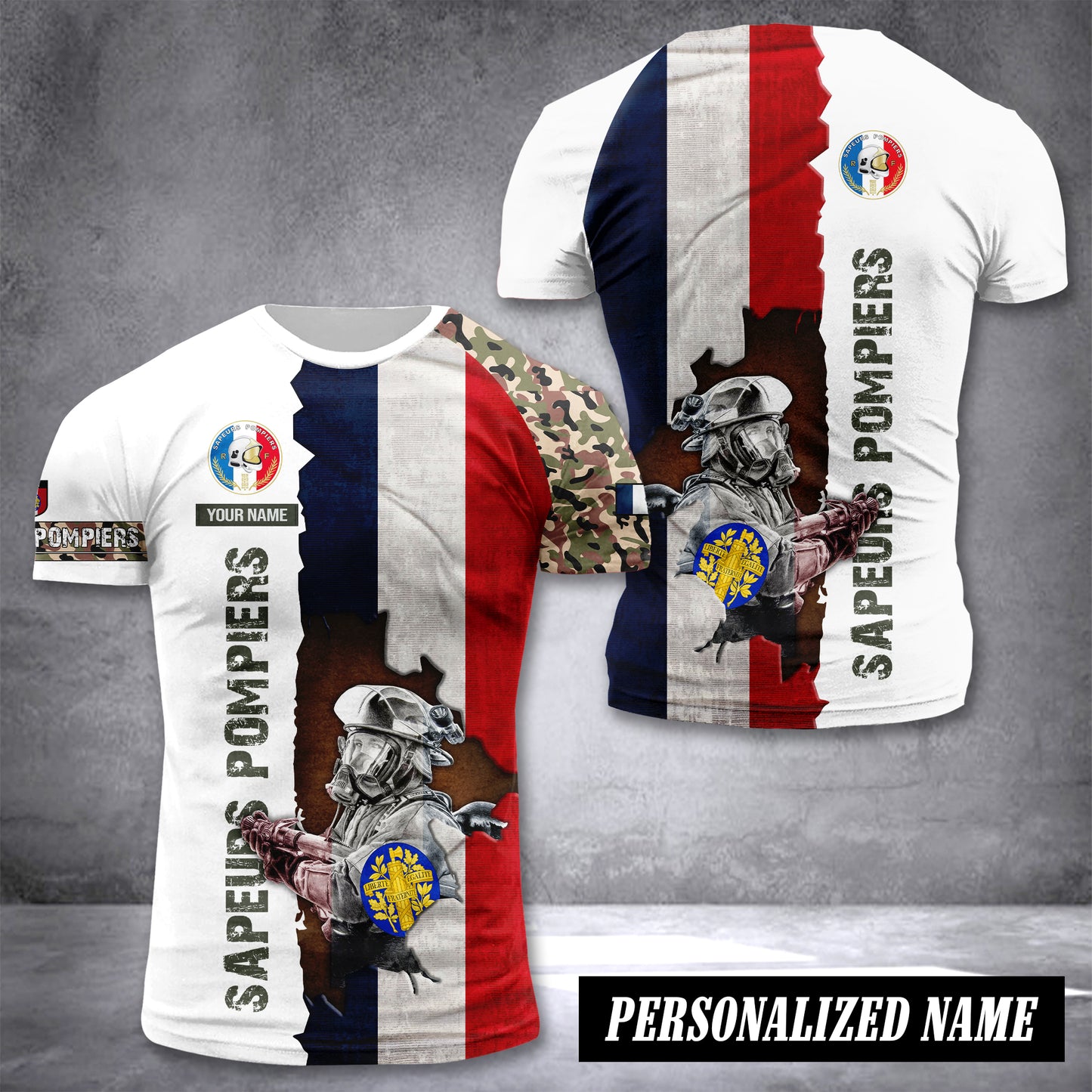 Firefighter France customize T-shirt  NWE