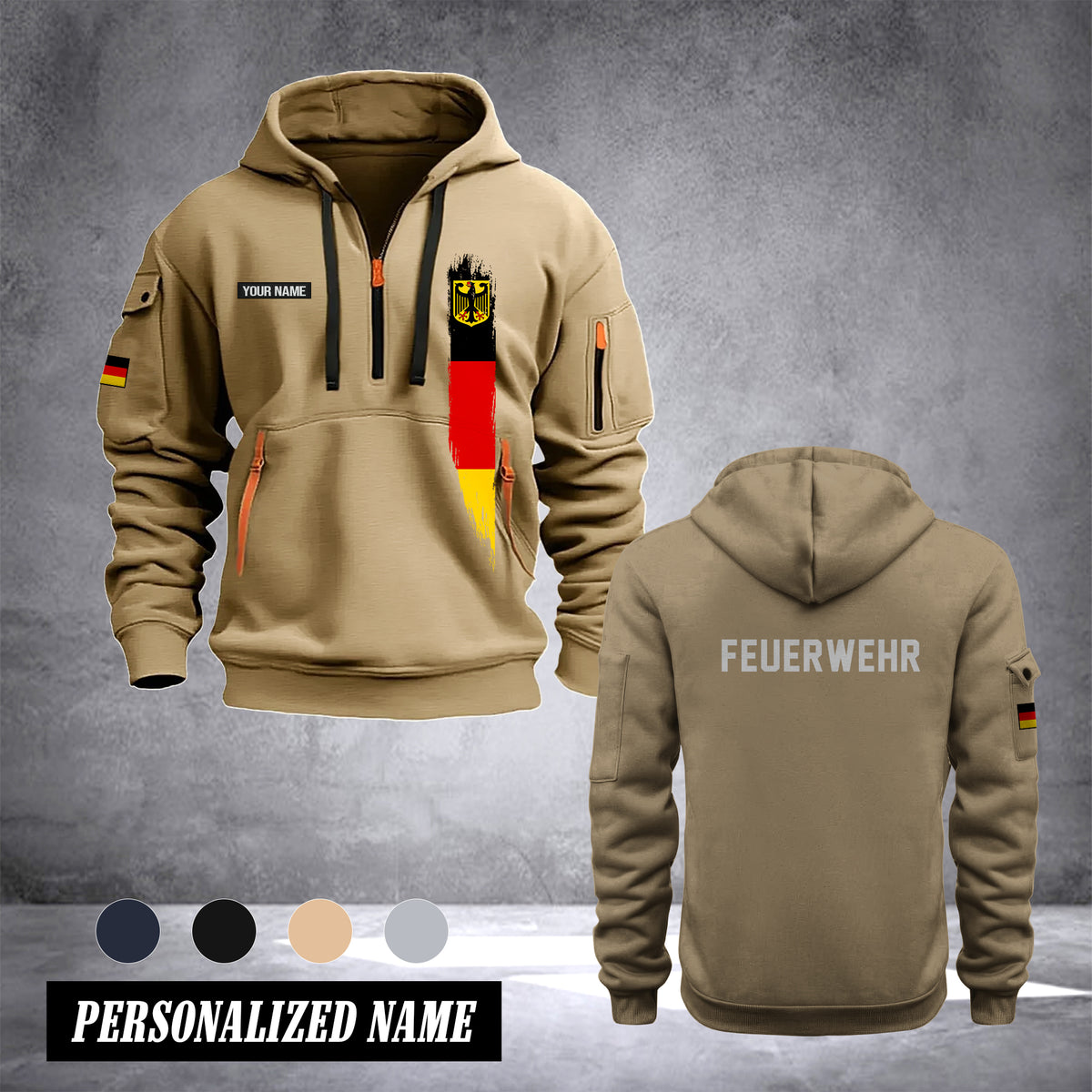 Firefighter Germany customize Hoodie Half Zipper NLG