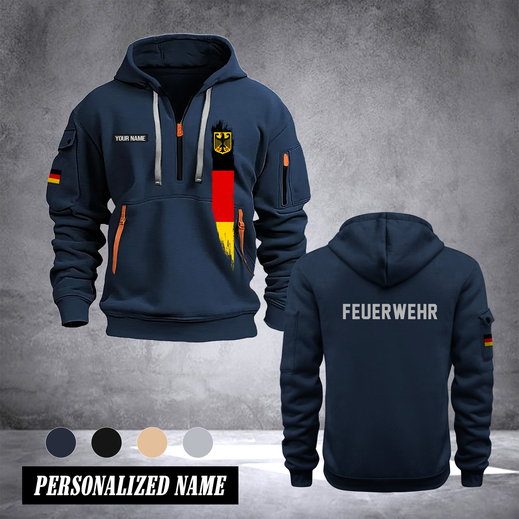 Firefighter Germany customize Hoodie Half Zipper NLG