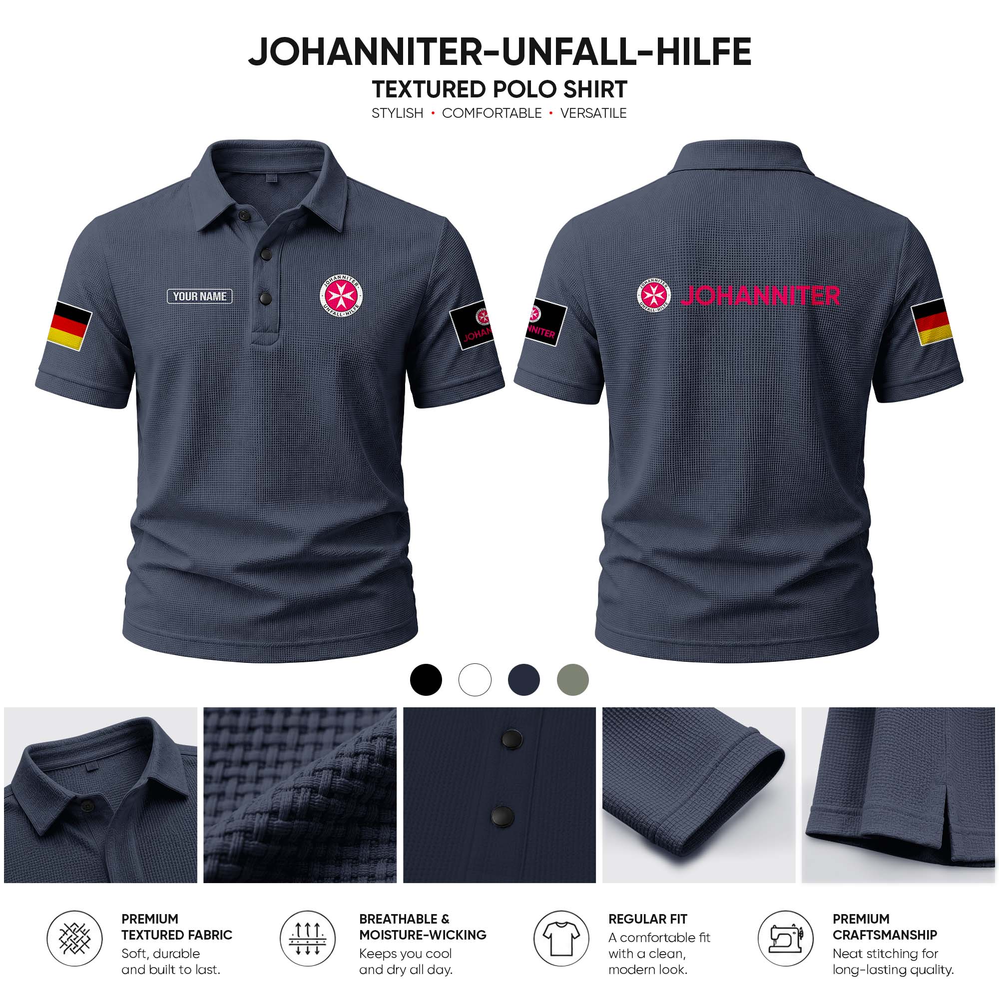 Johanniter customize Casual Short Sleeved Bone Flower Solid Color