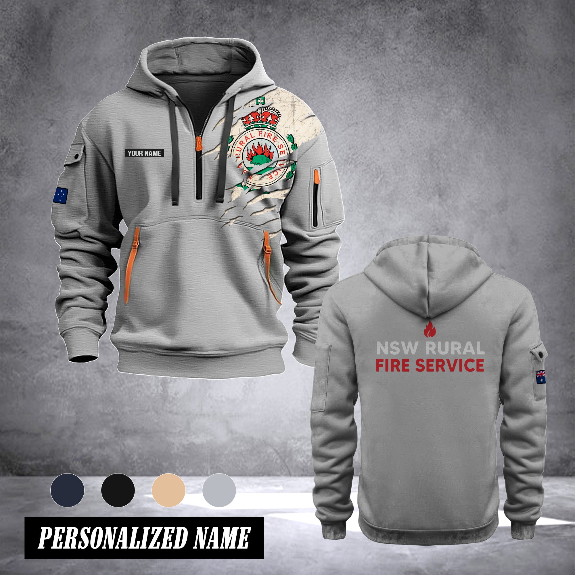 NSW Rural Fire Service customize Hoodie Half Zipper NLG