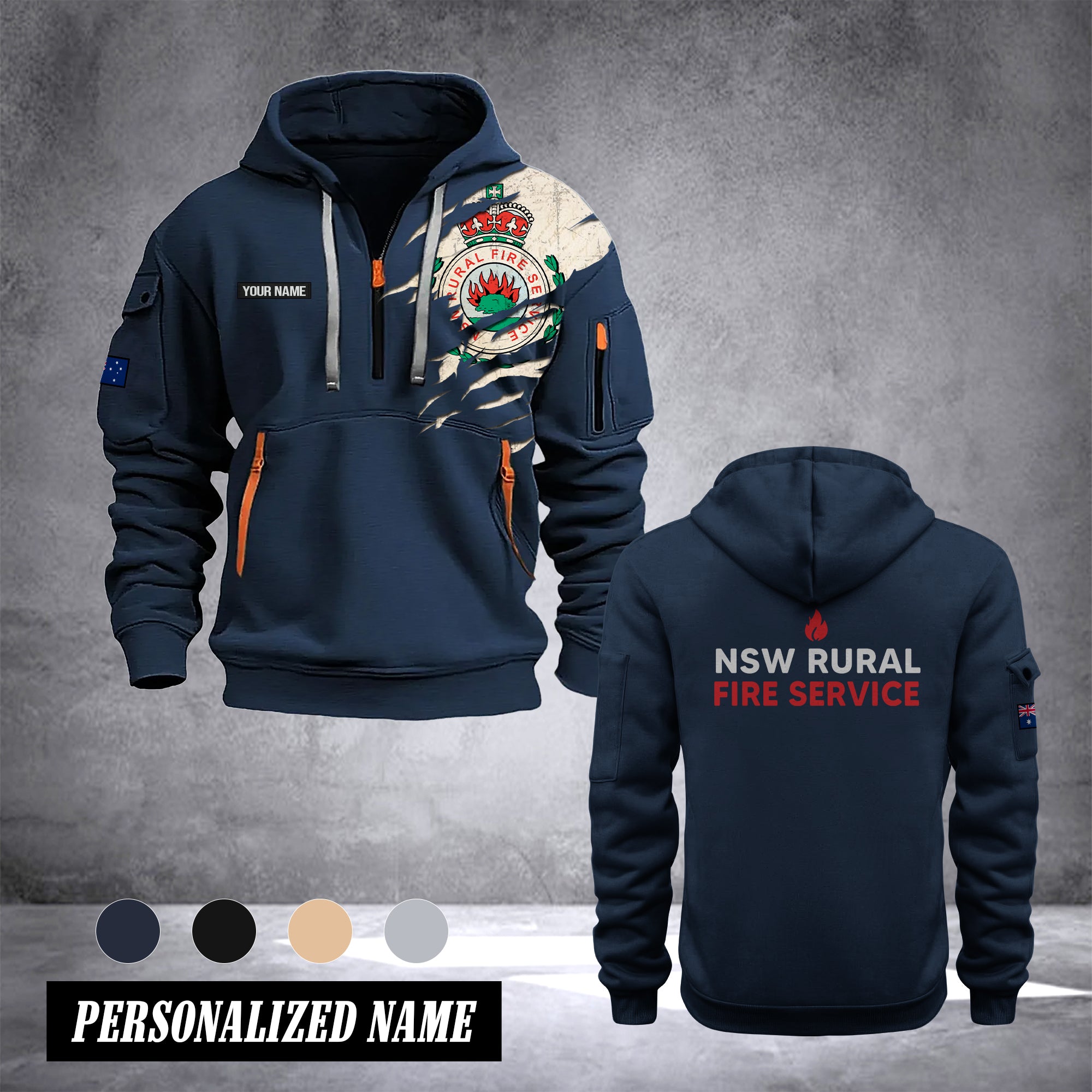 NSW Rural Fire Service customize Hoodie Half Zipper NLG