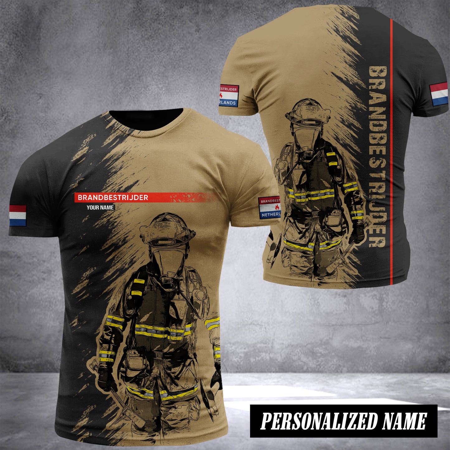 Firefighter Netherlands customize T-shirt  Gr