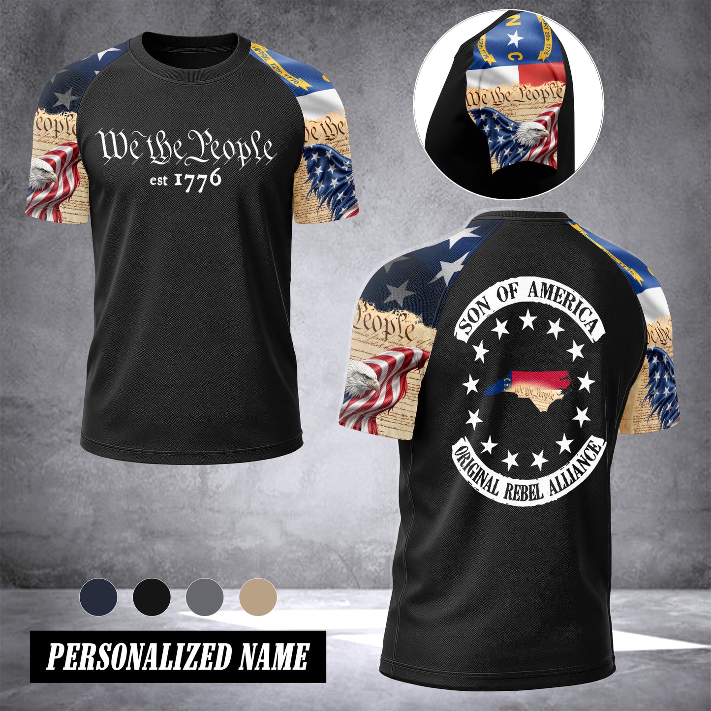 North Carolina we the people T-shirt has raglan sleeves  MRI