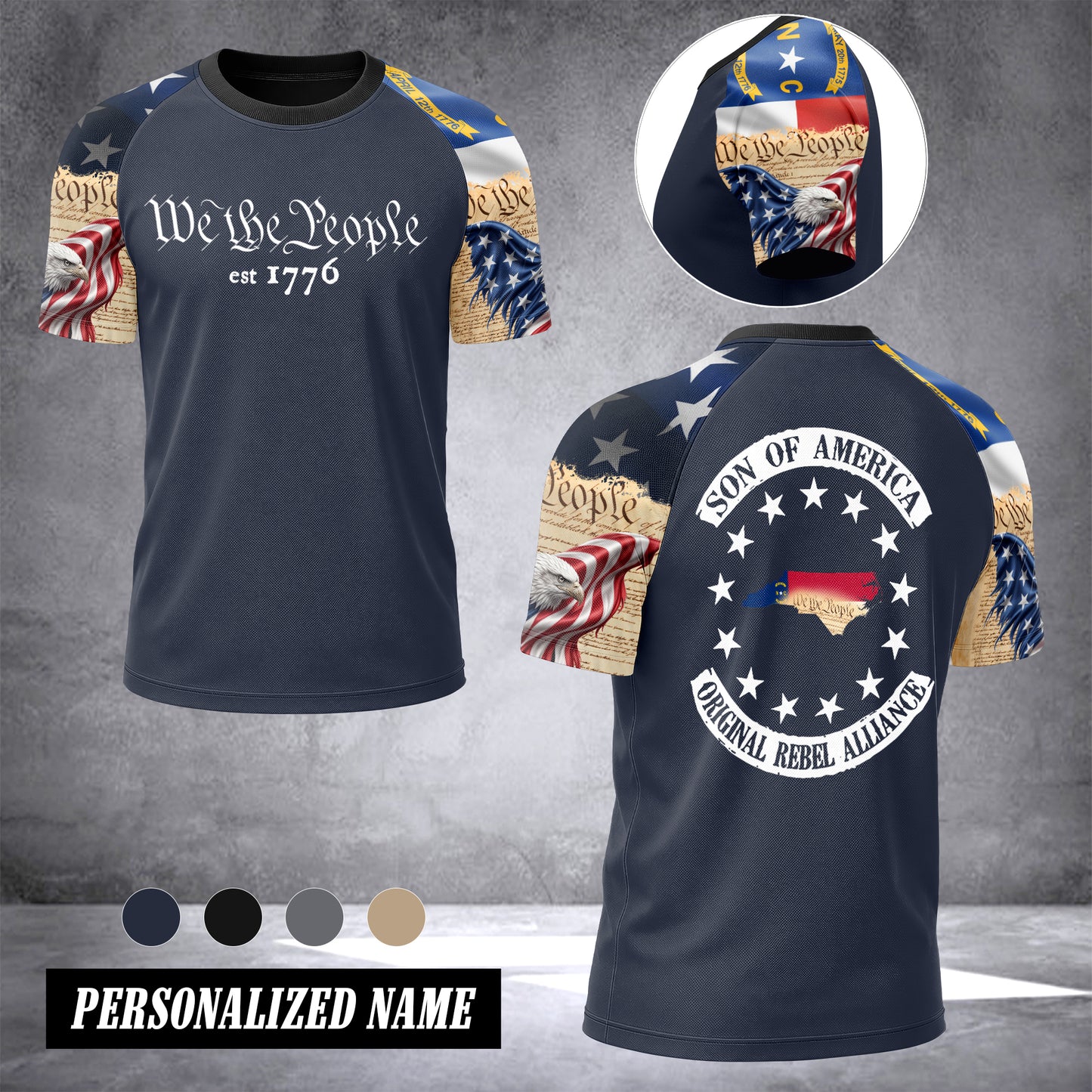 North Carolina we the people T-shirt has raglan sleeves  MRI