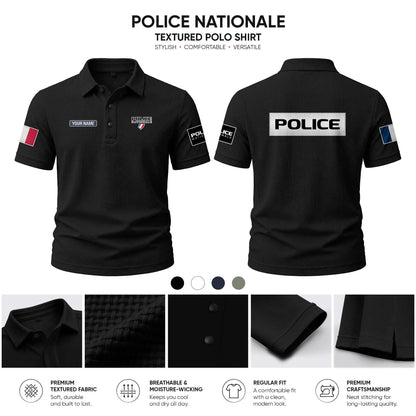 Police Nationale customize Casual Short Sleeved Bone Flower Solid Color