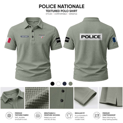 Police Nationale customize Casual Short Sleeved Bone Flower Solid Color