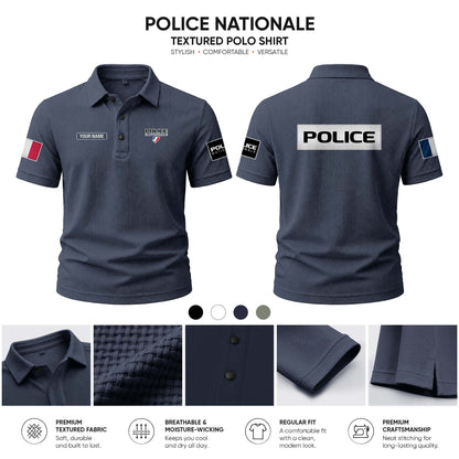 Police Nationale customize Casual Short Sleeved Bone Flower Solid Color