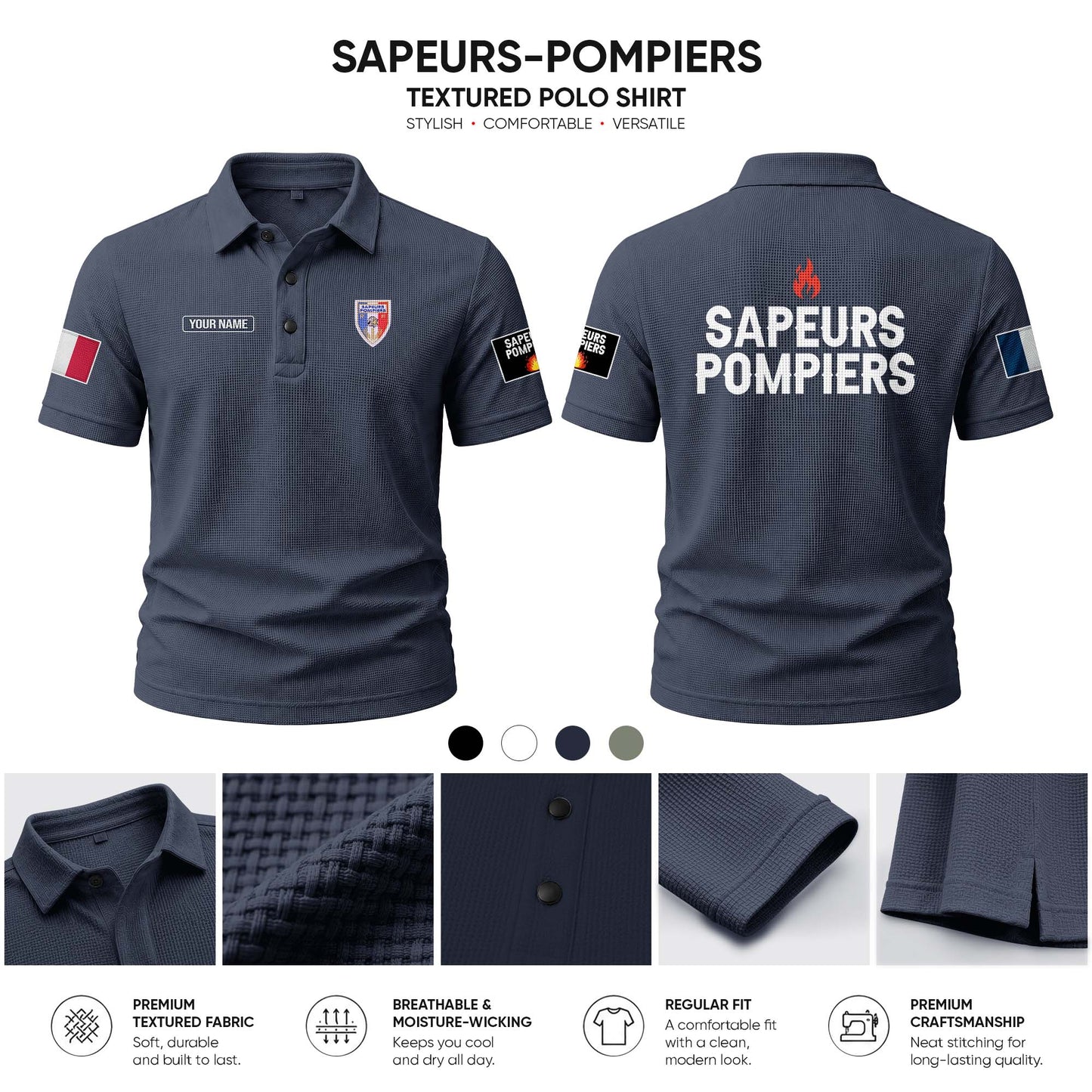Sapeurs Pompiers customize Casual Short Sleeved Bone Flower Solid Color