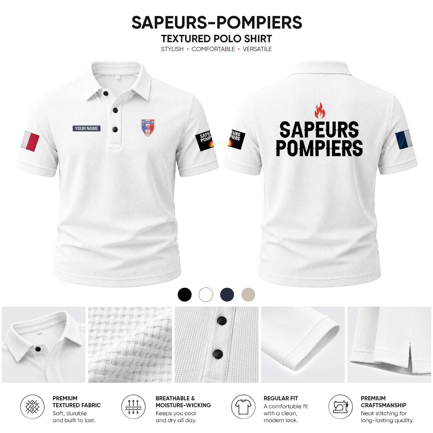 Sapeurs Pompiers customize Casual Short Sleeved Bone Flower Solid Color