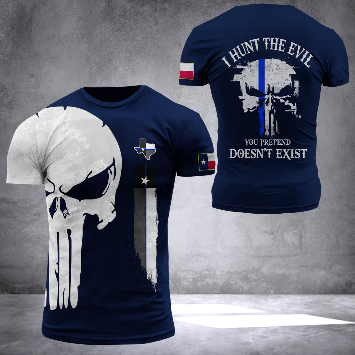 Texas Blue line 3d T-shirt 299 hunt