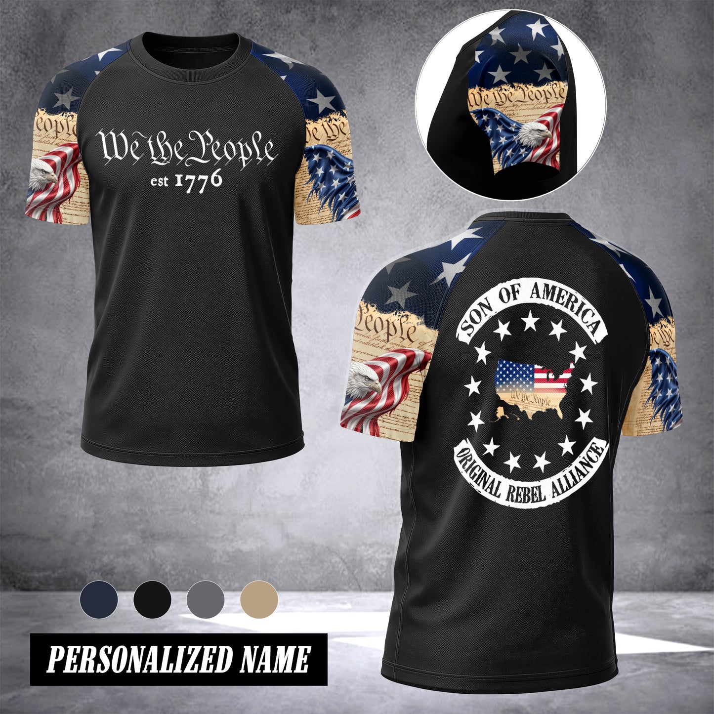 USA we the people T-shirt has raglan sleeves  MRI