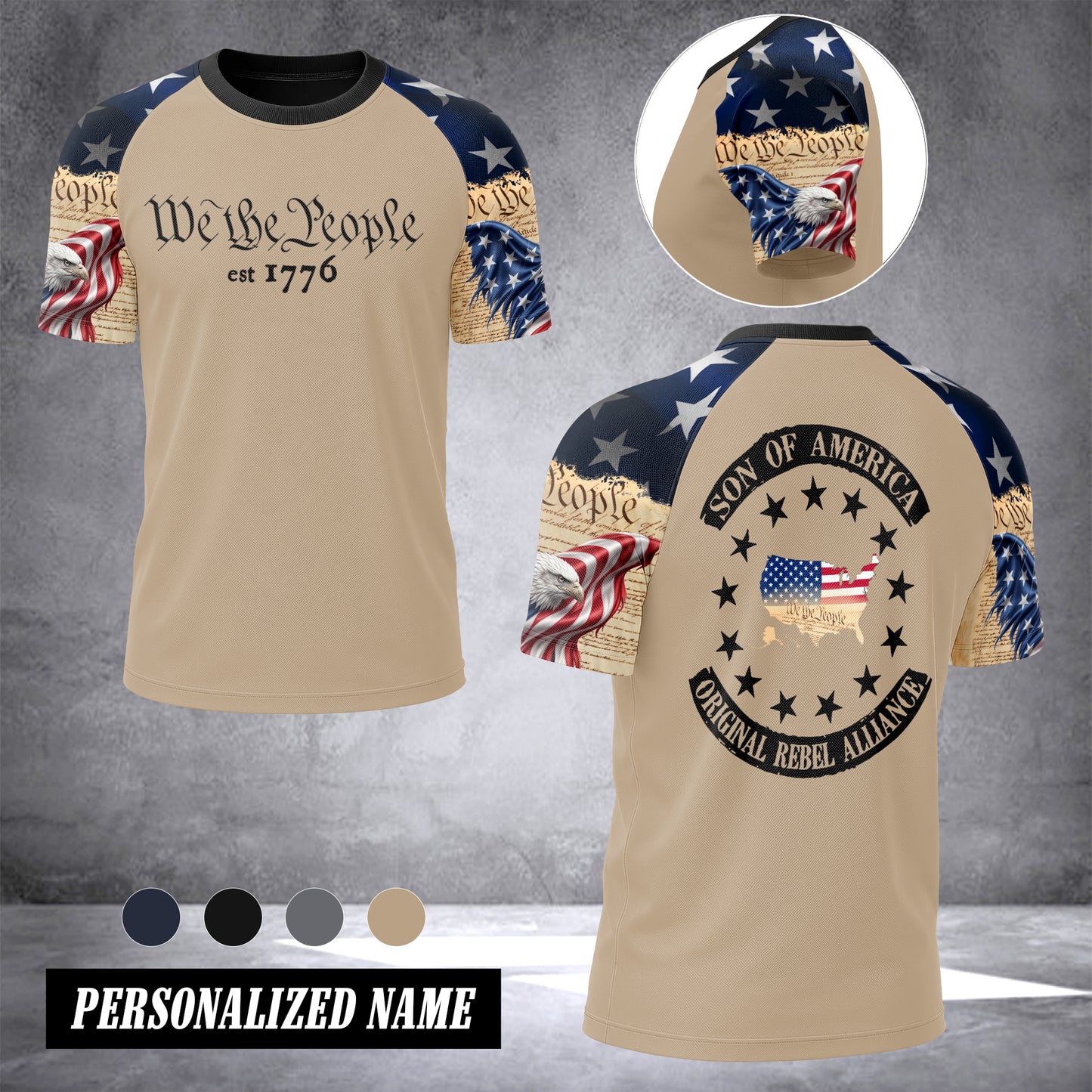 USA we the people T-shirt has raglan sleeves  MRI