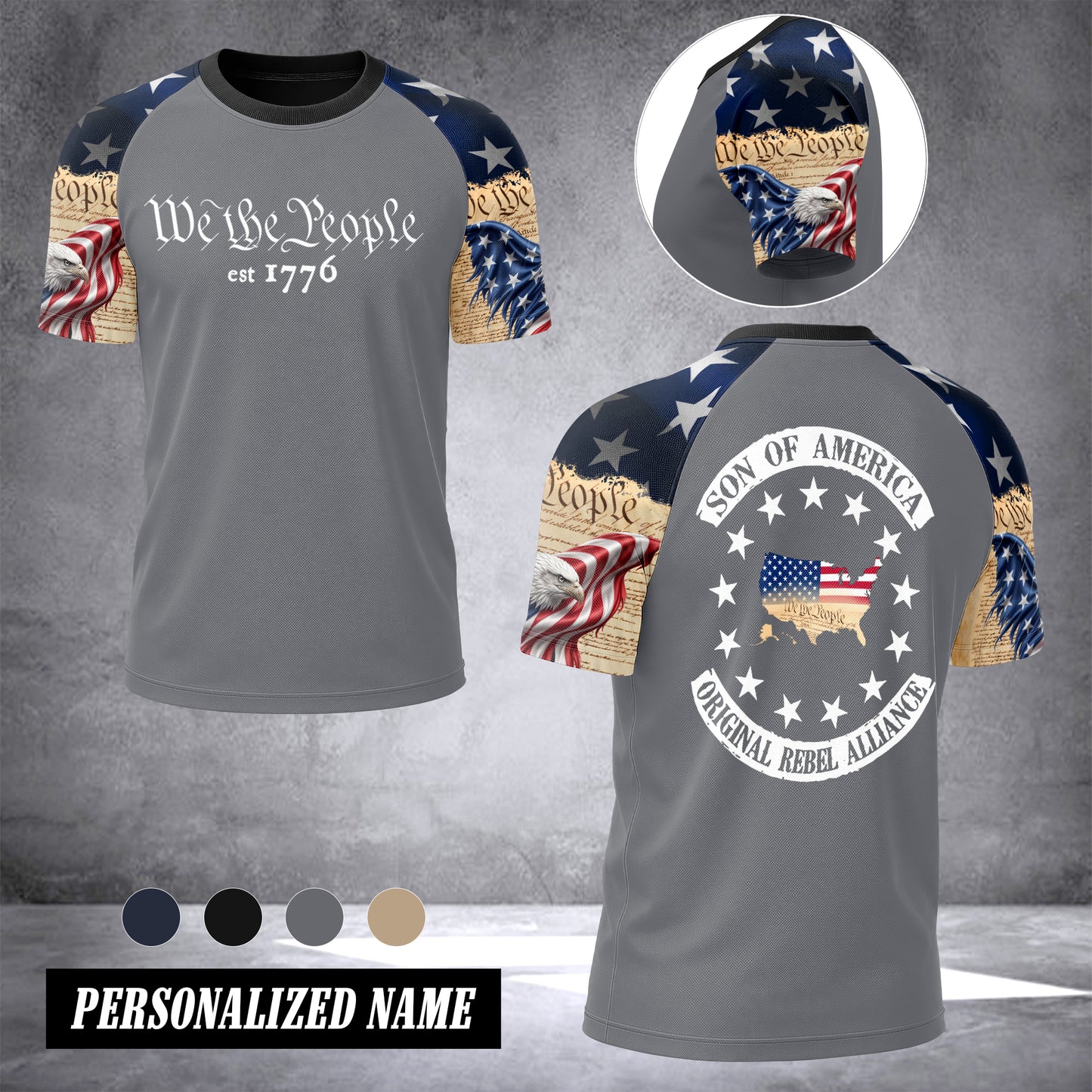 USA we the people T-shirt has raglan sleeves  MRI