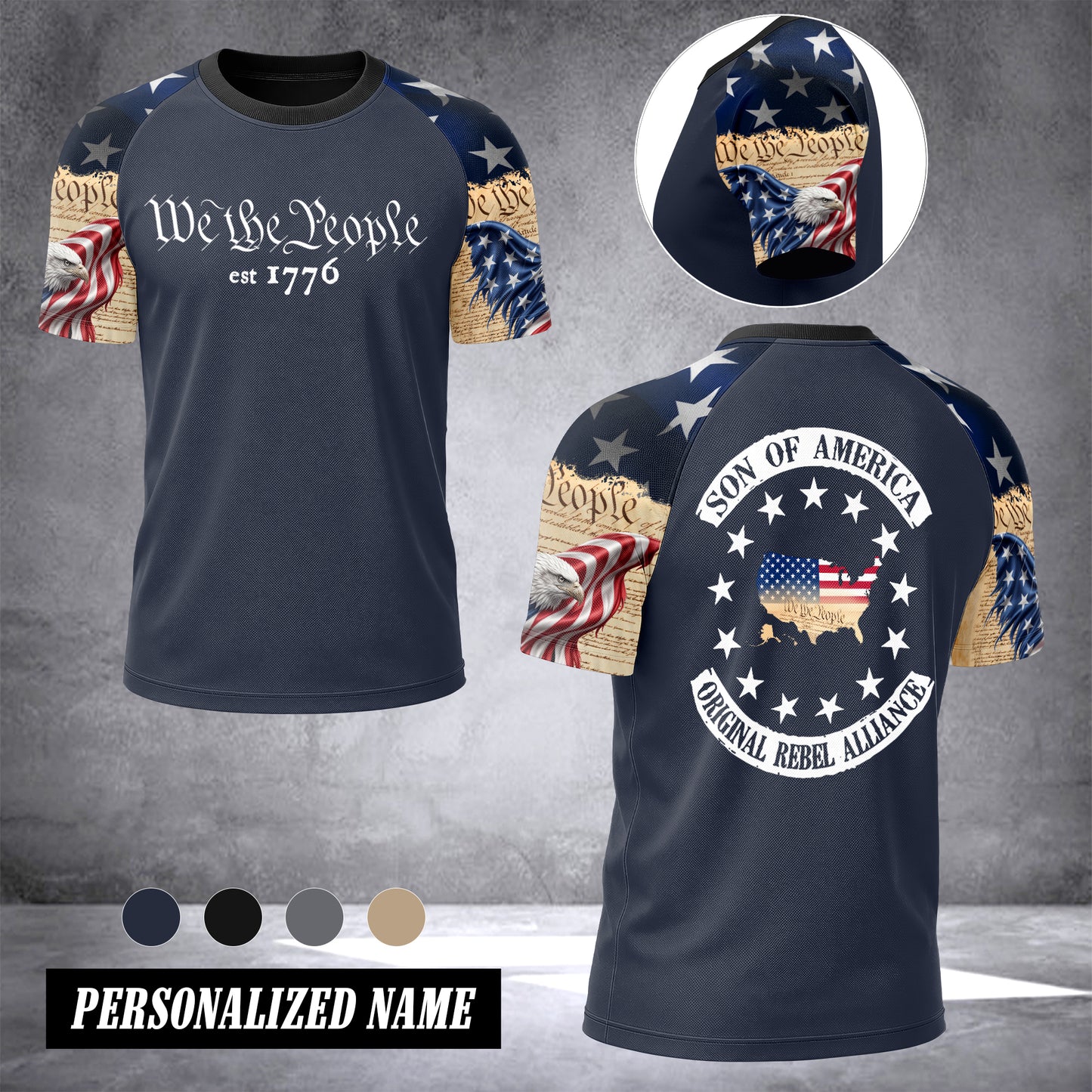 USA we the people T-shirt has raglan sleeves  MRI