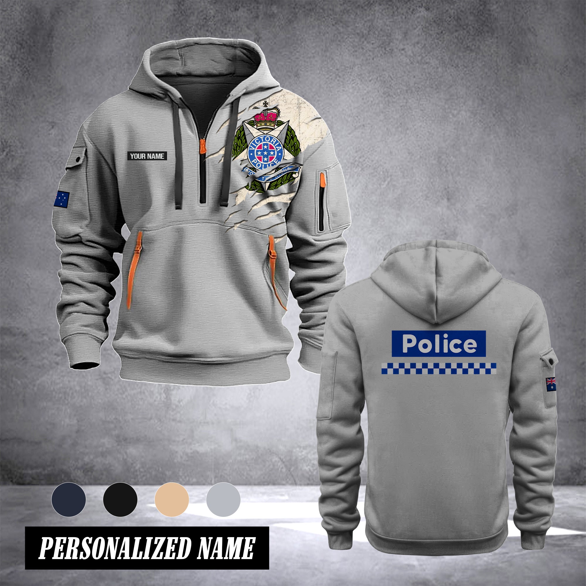 Victoria Police customize Hoodie Half Zipper NLG