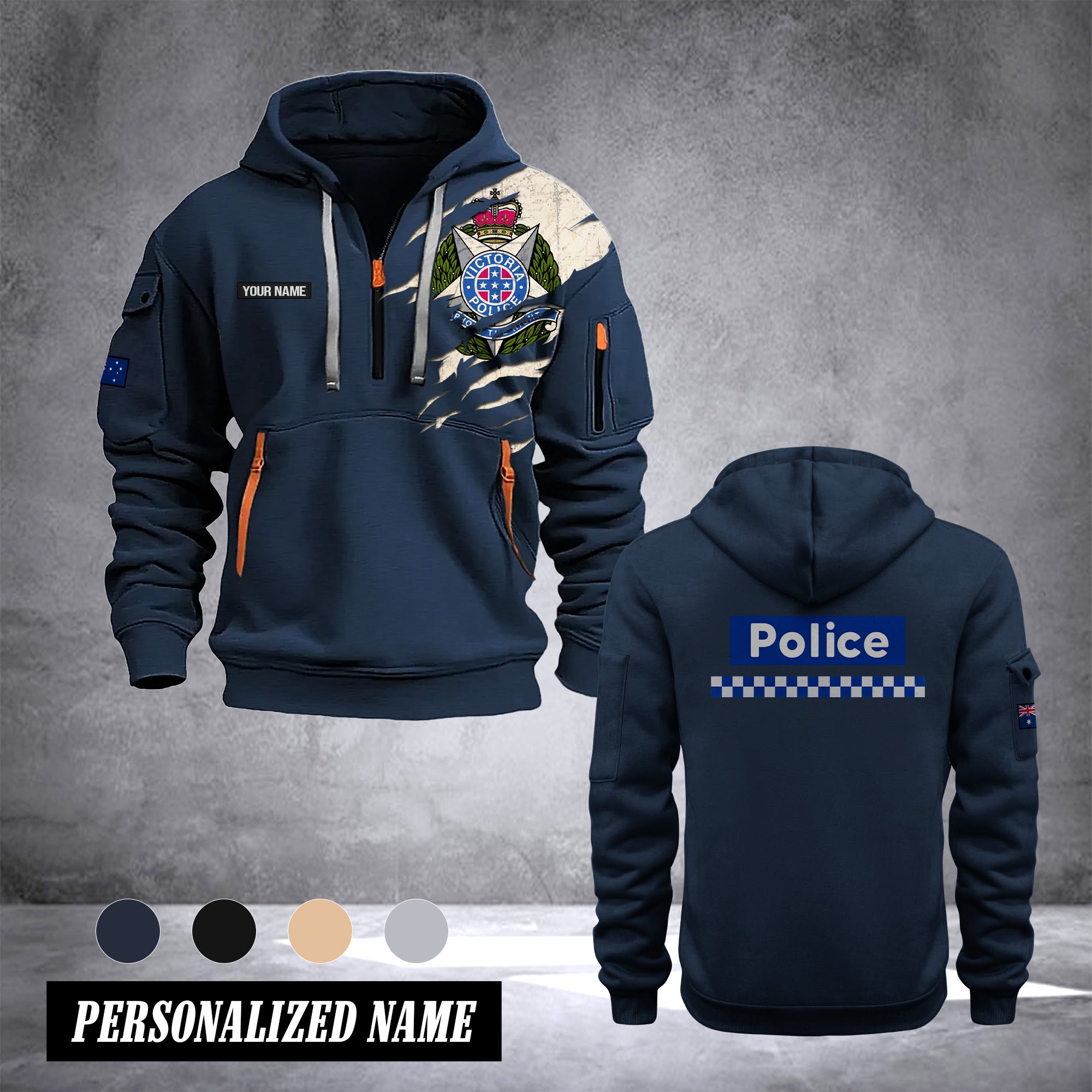 Victoria Police customize Hoodie Half Zipper NLG